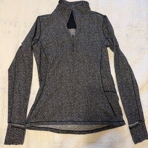 Lululemon Outrun 1/2 Zip Running Luon Ripple Jacquard Black White